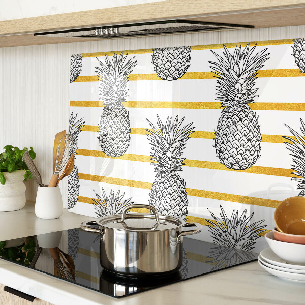Glass cutting board Pineapples on strips