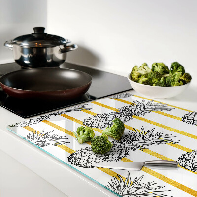 Glass cutting board Pineapples on strips