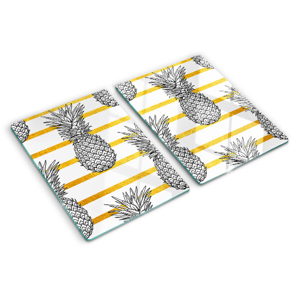 Glass cutting board Pineapples on strips