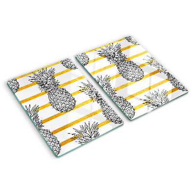 Glass cutting board Pineapples on strips