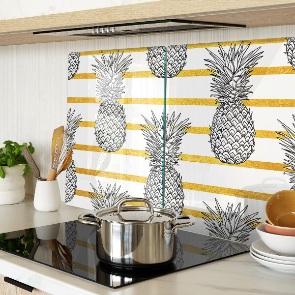 Glass cutting board Pineapples on strips