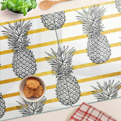 Glass cutting board Pineapples on strips