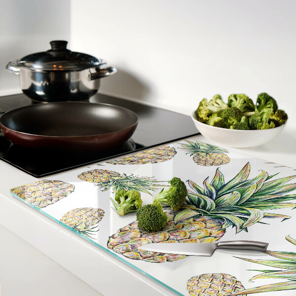 Chopping board Pineapples on a white background