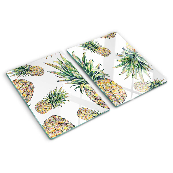 Chopping board Pineapples on a white background