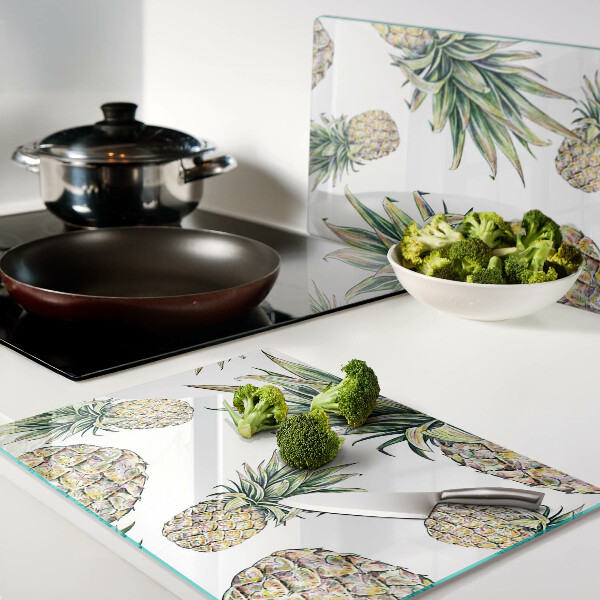 Chopping board Pineapples on a white background