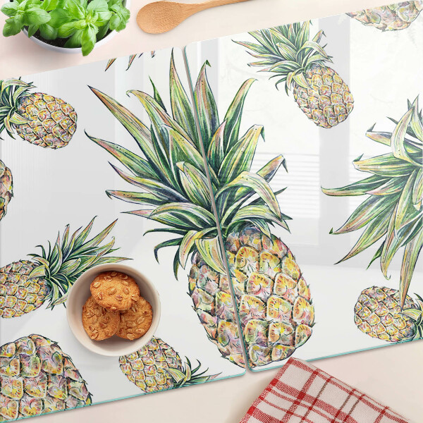 Chopping board Pineapples on a white background