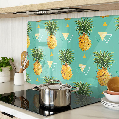 Chopping board glass Pineapples on a turquoise background