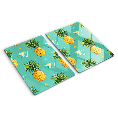 Chopping board glass Pineapples on a turquoise background
