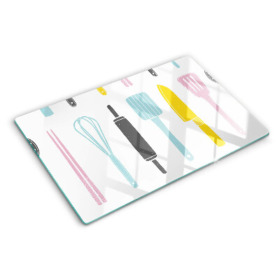 Cutting board Kitchen utensils in pastel colors