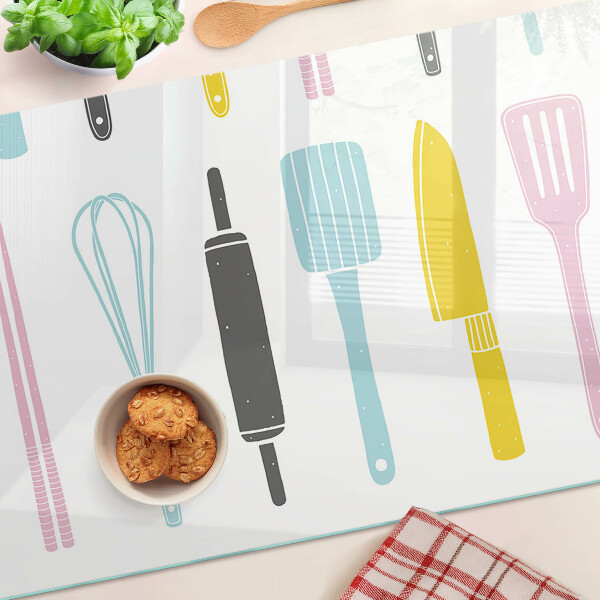 Cutting board Kitchen utensils in pastel colors