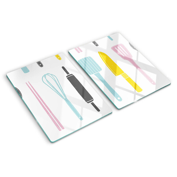 Cutting board Kitchen utensils in pastel colors