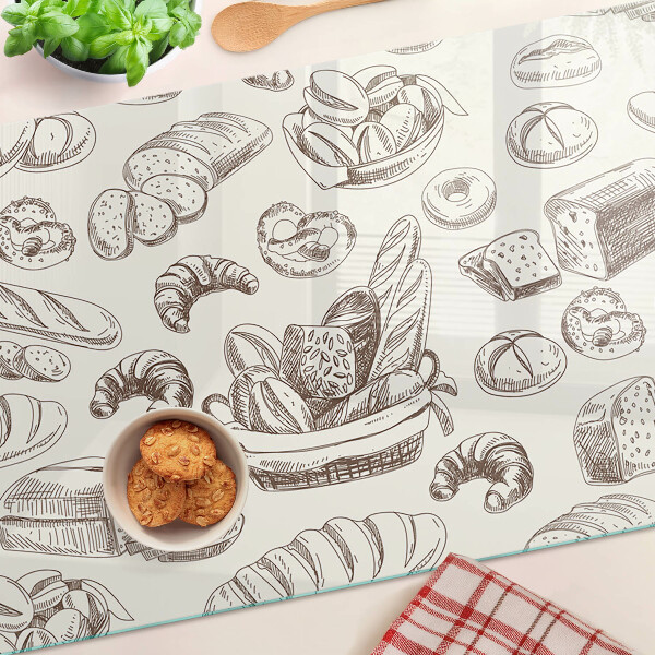 Glass chopping board Baked goods and sweet snacks