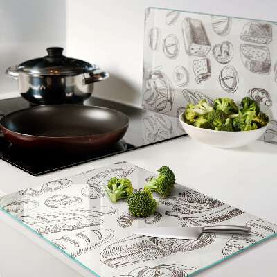 Glass chopping board Baked goods and sweet snacks