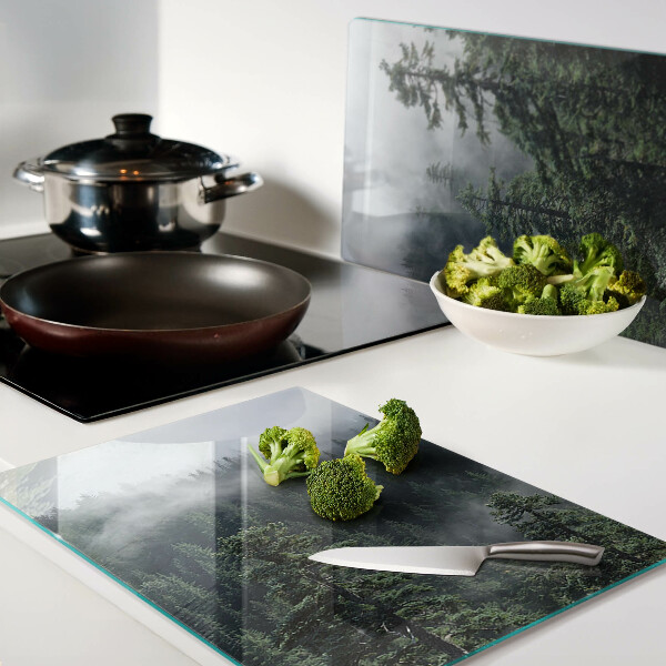 Glass cutting board Forest in the clouds