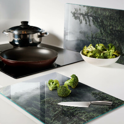 Glass cutting board Forest in the clouds
