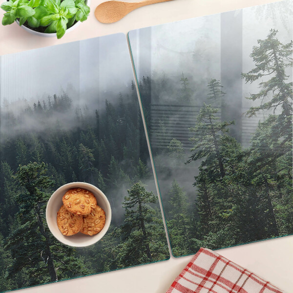 Glass cutting board Forest in the clouds