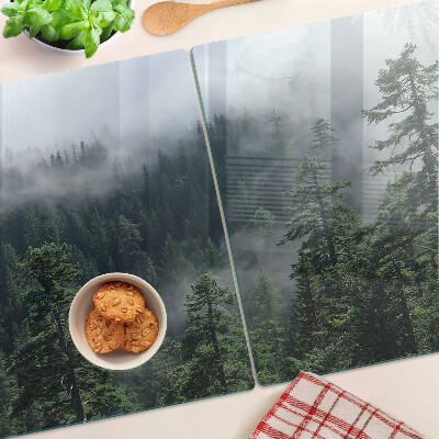 Glass cutting board Forest in the clouds