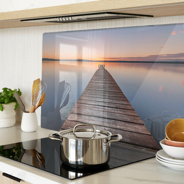 Chopping board Pier on the lake at sunset