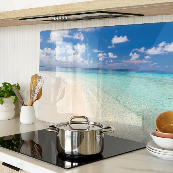 Chopping board glass Beach with blue sky
