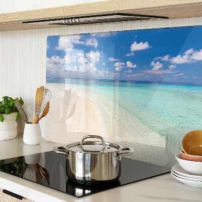 Chopping board glass Beach with blue sky