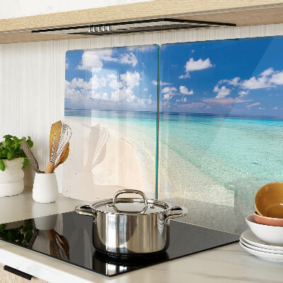 Chopping board glass Beach with blue sky