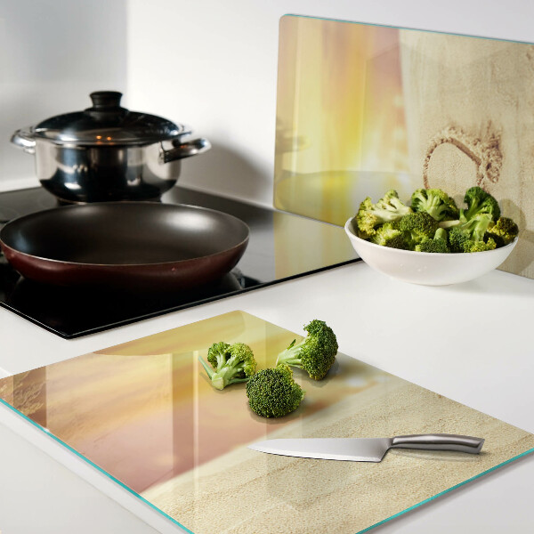 Glass chopping board Beach at sunset