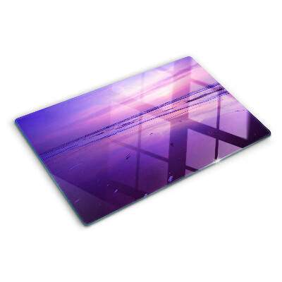 Chopping board glass Sunset over the sea