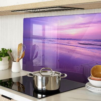 Chopping board glass Sunset over the sea