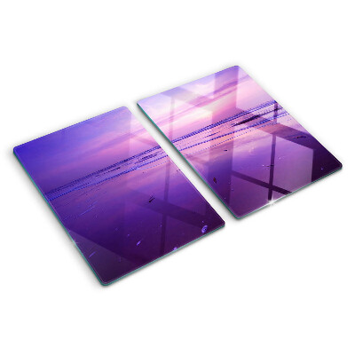 Chopping board glass Sunset over the sea