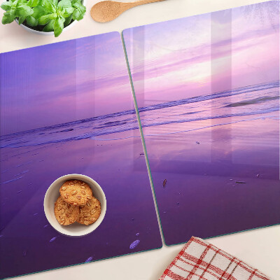 Chopping board glass Sunset over the sea