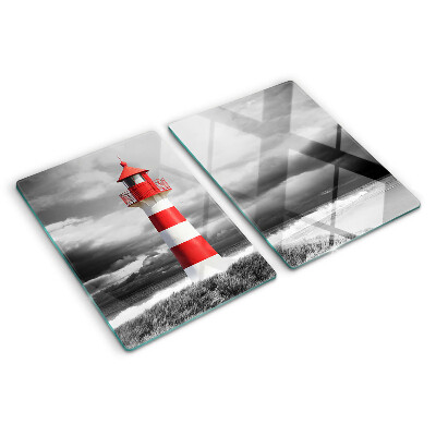 Glass chopping board A lighthouse in the landscape