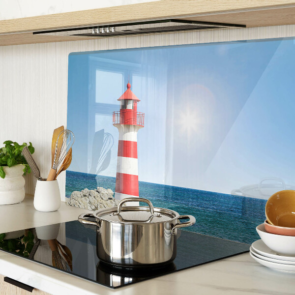 Glass cutting board A lighthouse over the ocean