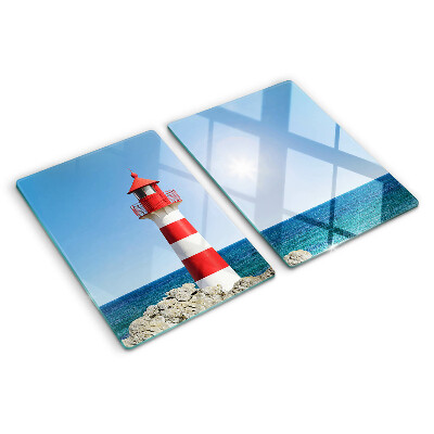 Glass cutting board A lighthouse over the ocean
