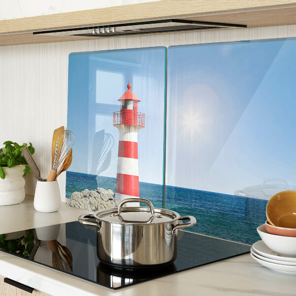 Glass cutting board A lighthouse over the ocean