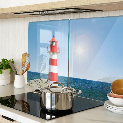 Glass cutting board A lighthouse over the ocean