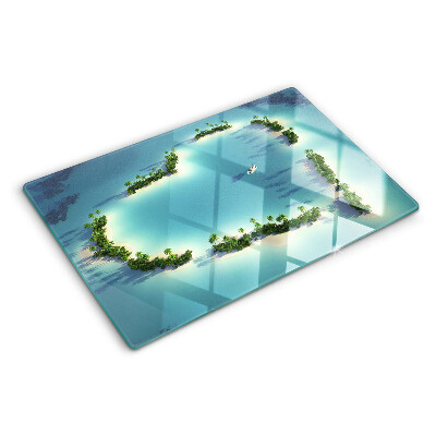Chopping board glass A paradise island with palm trees
