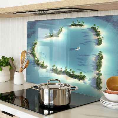 Chopping board glass A paradise island with palm trees