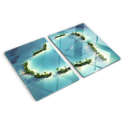Chopping board glass A paradise island with palm trees