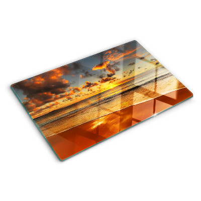 Glass cutting board Sunset over the sea