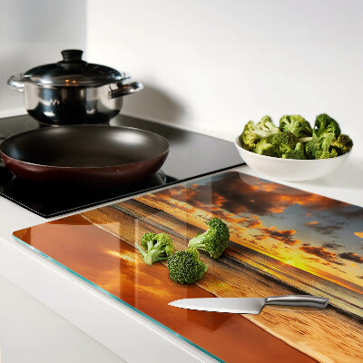 Glass cutting board Sunset over the sea