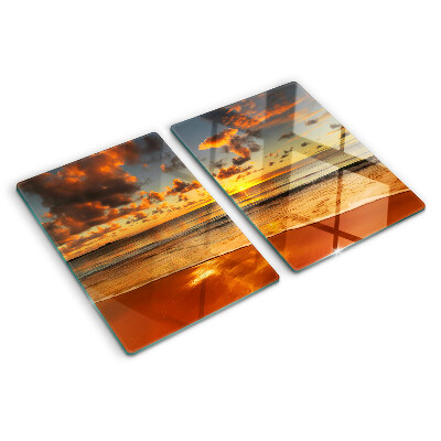 Glass cutting board Sunset over the sea
