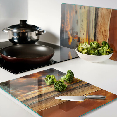 Glass cutting board Sunset over the sea