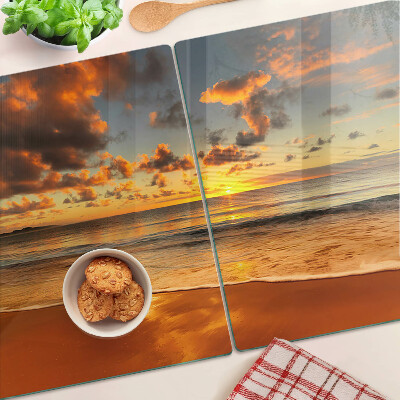 Glass cutting board Sunset over the sea