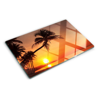 Chopping board glass Sunset on the beach