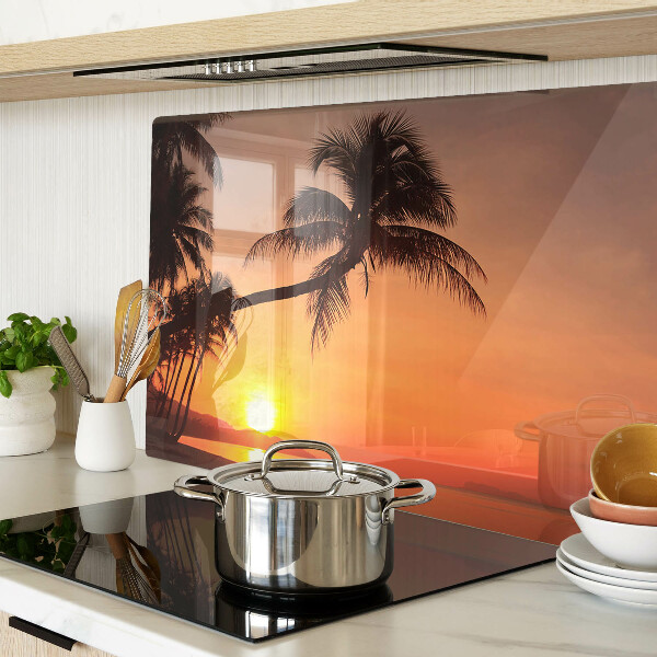 Chopping board glass Sunset on the beach
