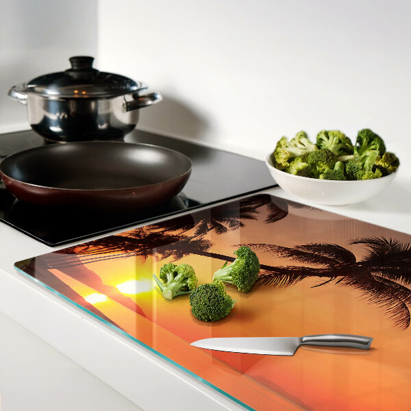 Chopping board glass Sunset on the beach