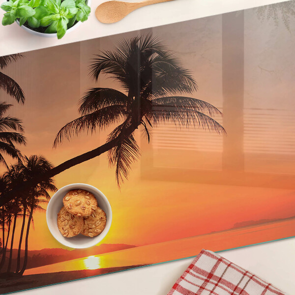 Chopping board glass Sunset on the beach