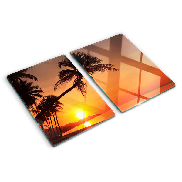 Chopping board glass Sunset on the beach