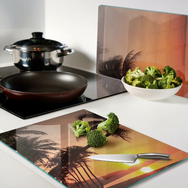 Chopping board glass Sunset on the beach