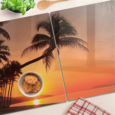 Chopping board glass Sunset on the beach